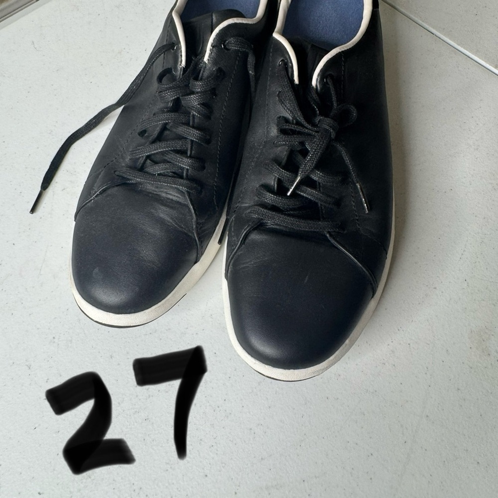Grand Os Black Leather Men's Sneakers 12